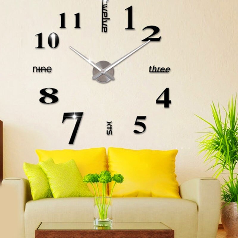 Reloj de pared y moderno para decoración del hogar, cronógrafo con números, reloj de pared adhesivo, grande, 3D, Digital,