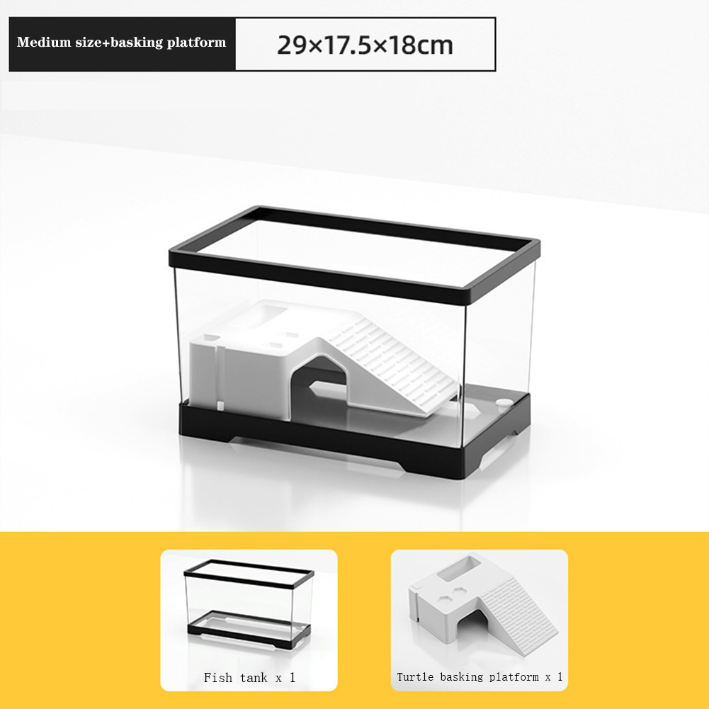 Large Transparent Turtle Tank Aquarium Fish Tank with Bottom Drain Reptiles Amphibians with Basking Platform Open Breeding Box: Scarlet