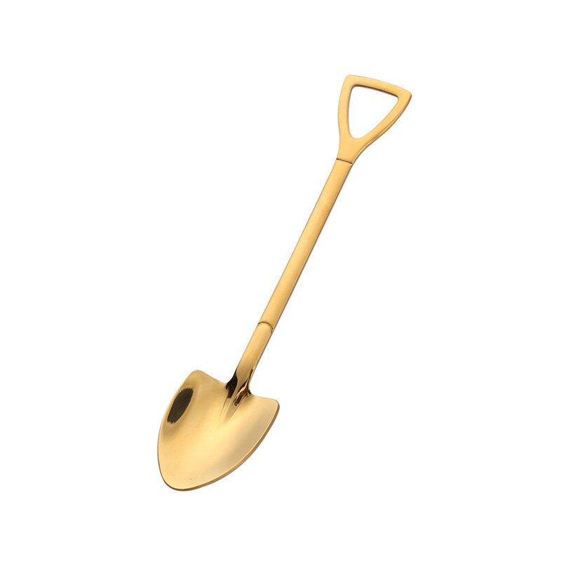 Cuchara de Metal para helado en forma de pala, para té, postre para el té de la tarde, mango largo, herramienta de cocina, 3 colores, 1 ud.