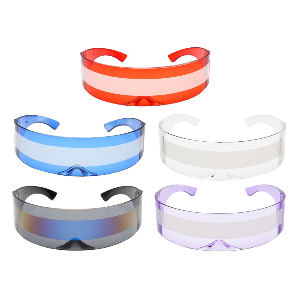 Cyclops Shield – lunettes de soleil en plastique, lentille de couleur néon, lunettes de soleil à chaîne en plastique, futuriste, verres miroir