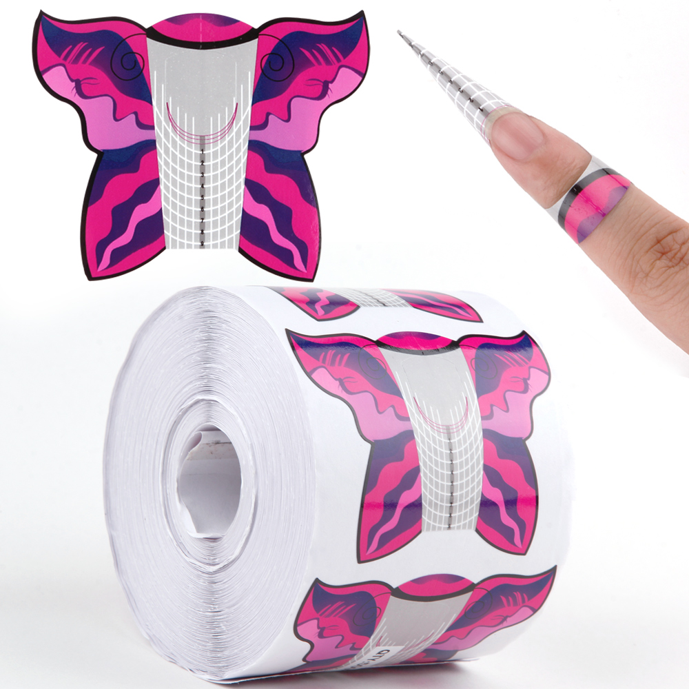 500pcs Nail Form French Tips Acrylic UV Gel Nail Extension Forms Stencils Paper Molds Sticker Guide Mold Manicure Tools: Style 4