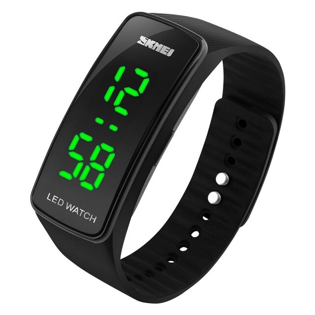 Skmei sport digitale horloges voor dames led digitale waterdichte polshorloges siliconen band complete kalender relogio feminino girl: Zwart