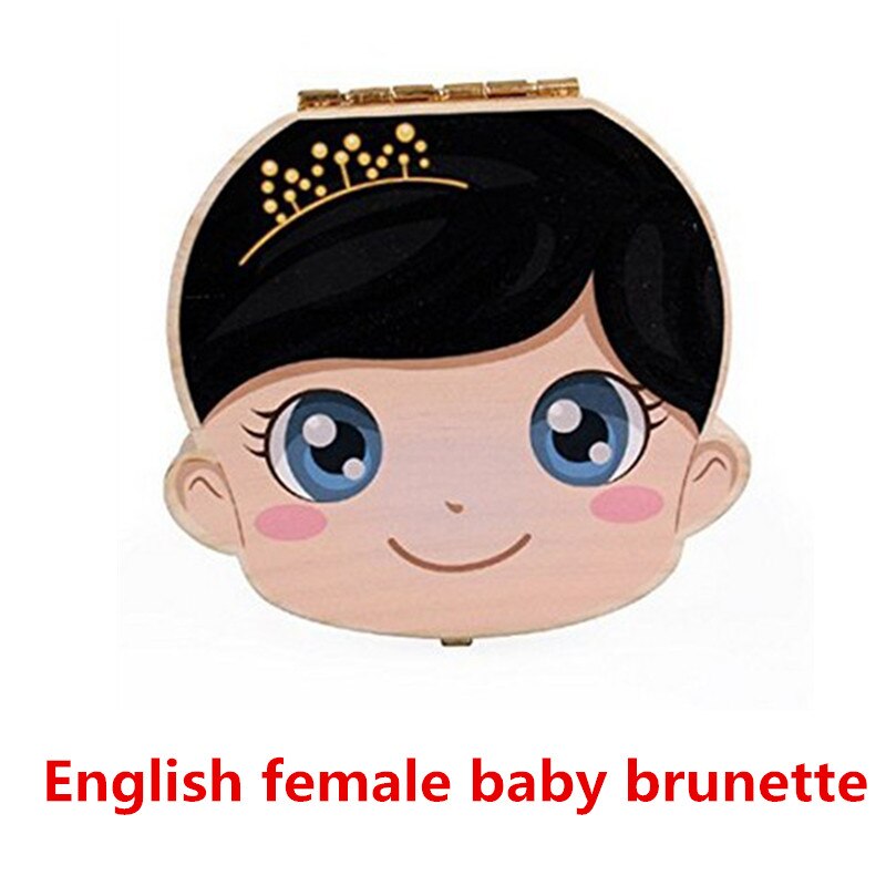 Baby Spanish English Wooden Tooth Box Organizer Boys Girls Infant Baby High Teeth Case Souvenirs For Children Kids: 02