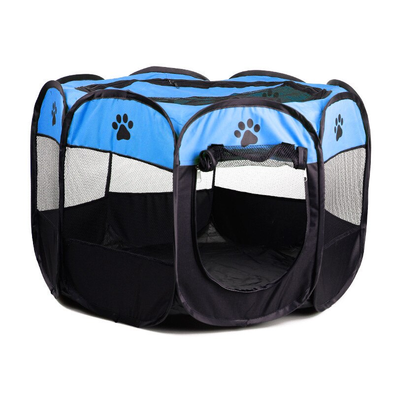 Hond Kinderbox Tent Krat Kamer Opvouwbare Puppy Oefening Kat Kooi Waterdichte Outdoor Twee Deur Mesh Schaduw Cover Nest Kennel