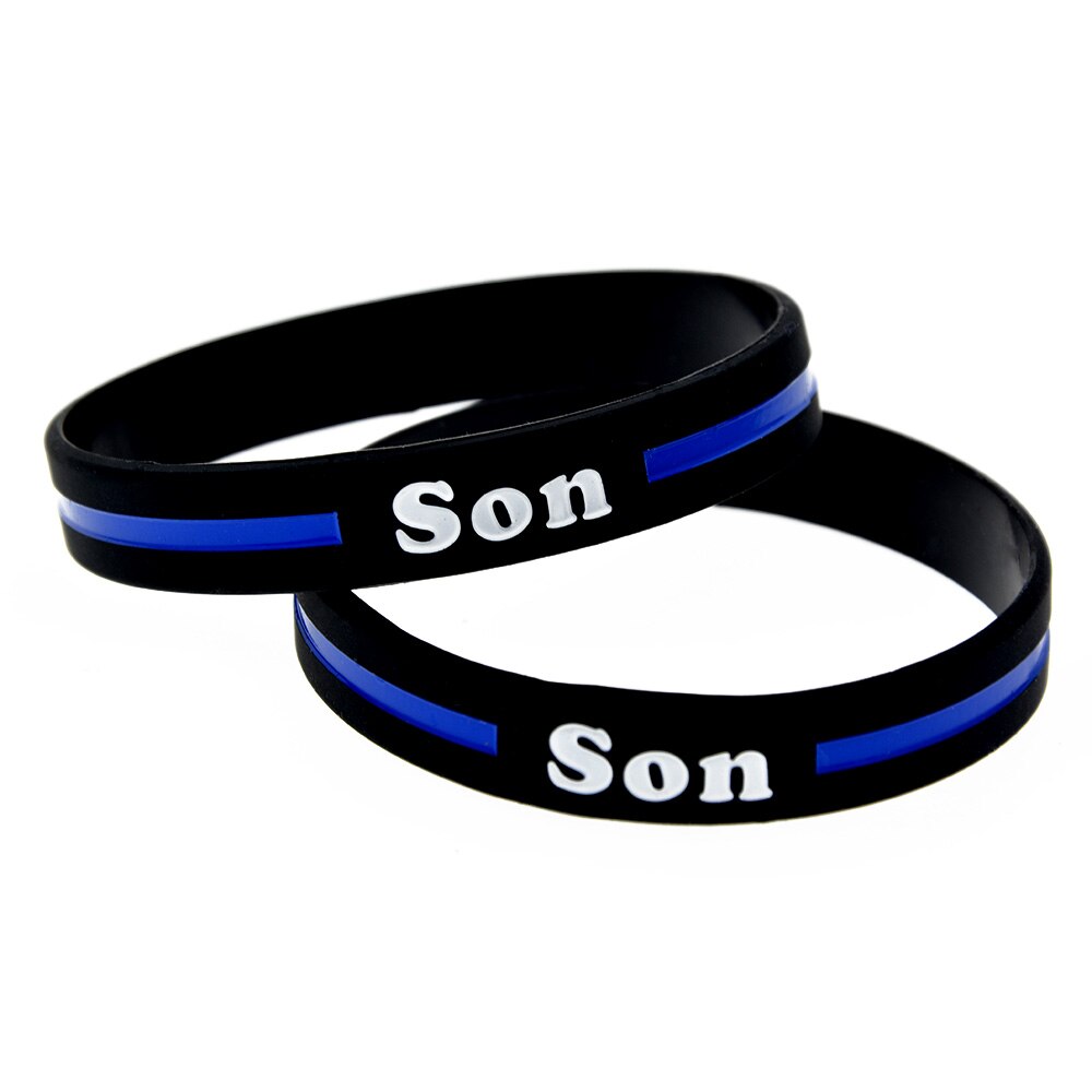 Pulseira de borracha de silicone son obh, 1 peça, linha azul, pulseira estampada e preenchida em cor