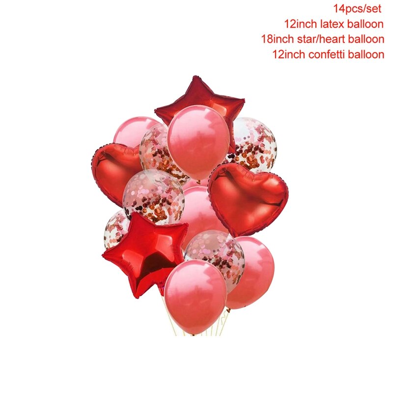 10 stk multi rose guld hjertefolie balloner helium ballon fødselsdagsfest dekorationer børn voksen bryllup valentinsdag balloner: Rød blanding