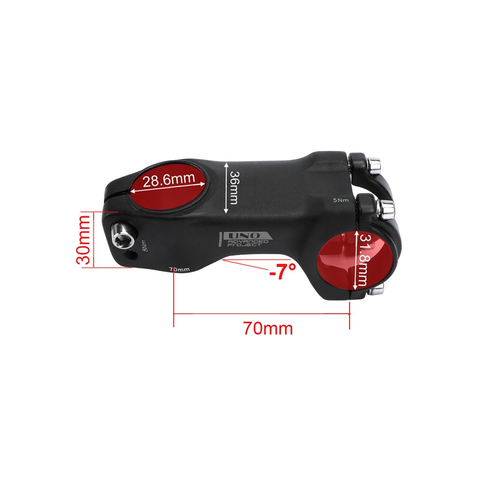 UNO MTB Vorbau-7 Grad Integrierte Lenker Vorbau 31,8 Aluminium Fahrrad Stange 70-120mm Griff Bar Verlängerung fahrrad Lenkrad: 31.8x70mm -7 Stengel