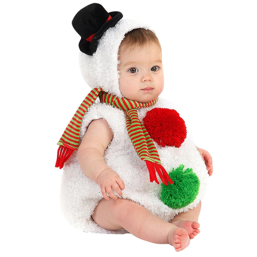 Inverno boneco de neve bebê bodysuit infantil do bebê meninos meninas natal boneco de neve modelagem velo macacão cachecol define ropa recebido nacido