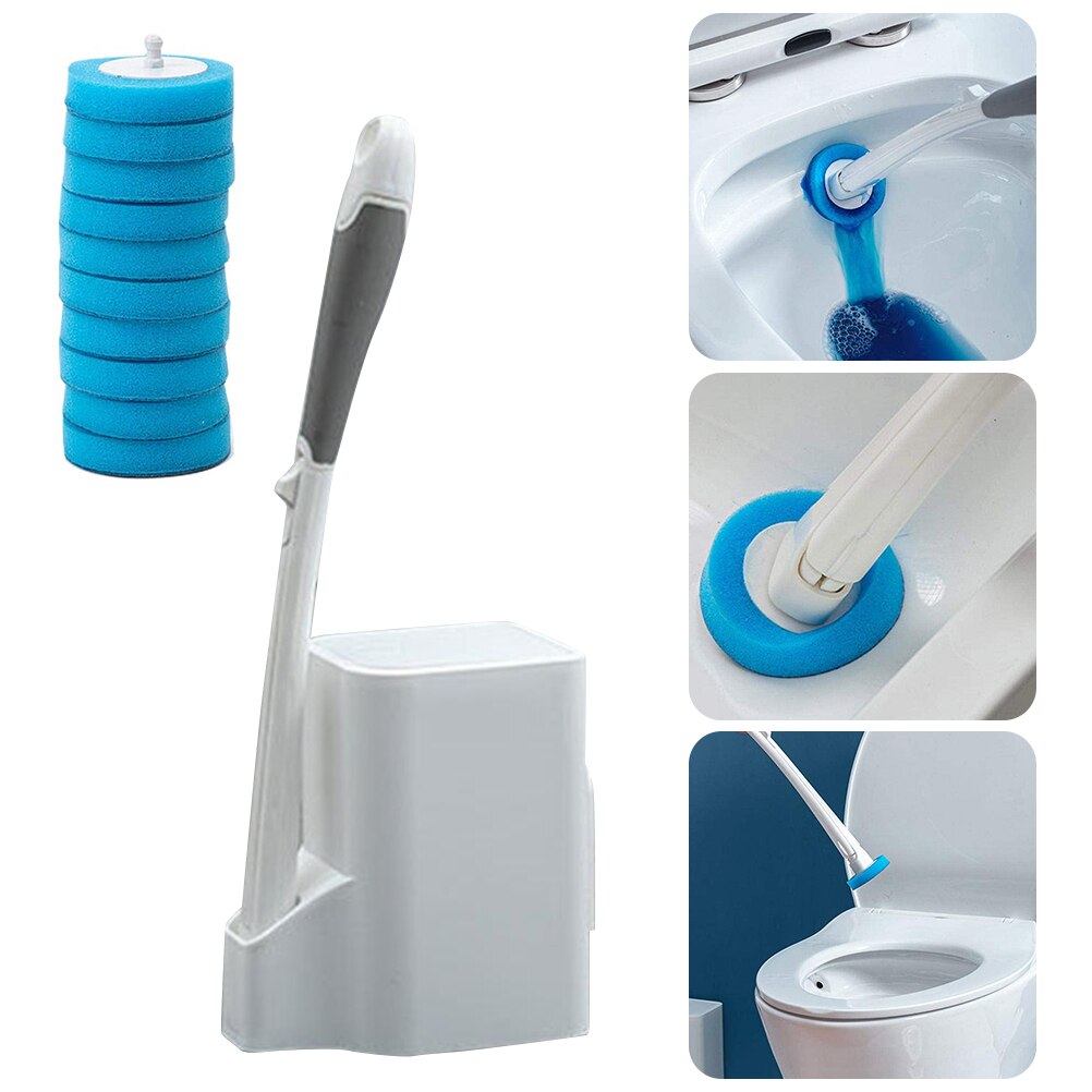 Toilet Wand Disposable Toilet Cleaning System with 10 Disinfecting Toilet Wand Refill Heads Powerful Toilet Wand Kit: Toilet brush