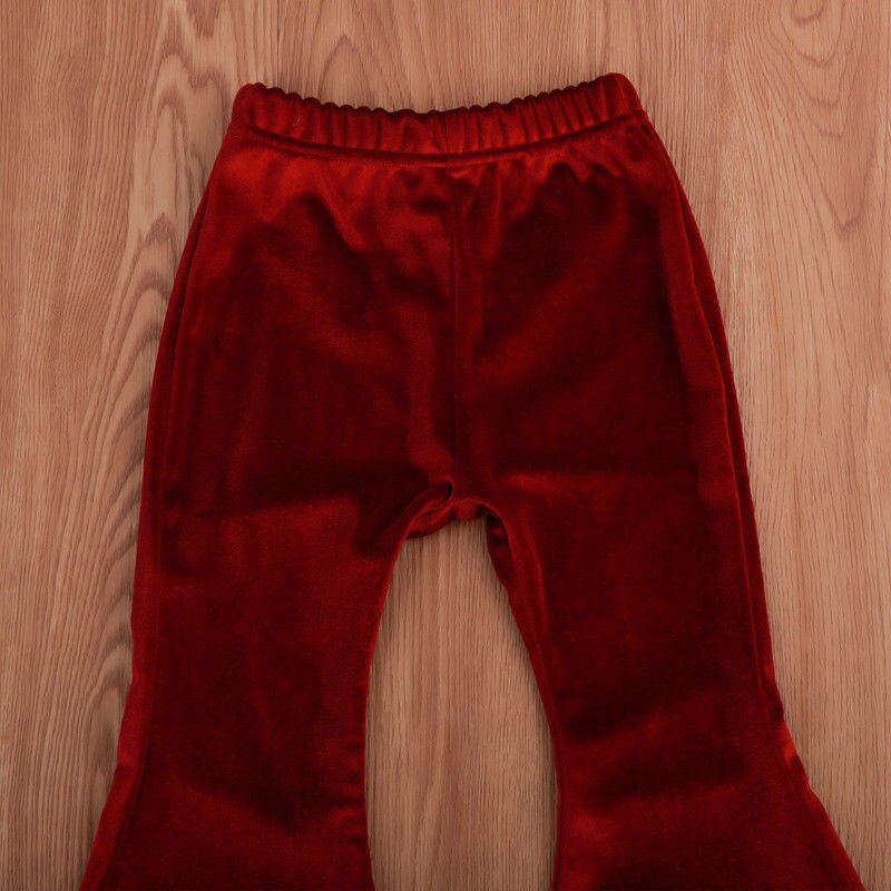 Gloednieuwe Peuter Baby Kind Kids Baby Meisjes Bell bodem Breed Been Stretch Pleuche Broek Lange Broek Effen Broek 1-5 T