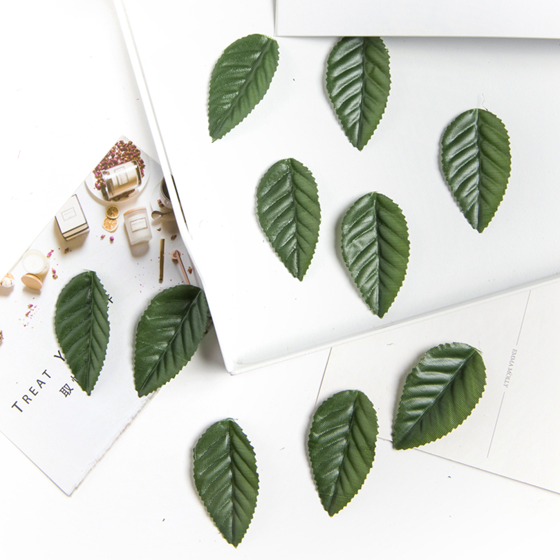 200 Uds rosas de seda hoja verde álbum de recortes de boda decoración del hogar Diy arreglo de flores hecho a mano accesorios plantas artificiales