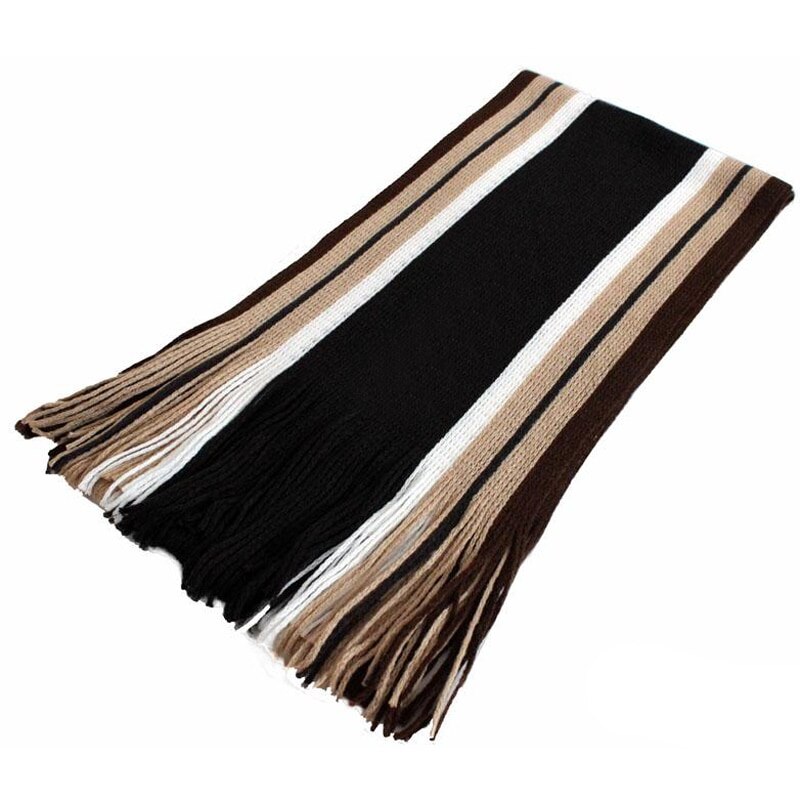 Winter Scarf Men Striped Cotton Scarf Male Brand Shawl Wrap Knit Cashmere Bufandas Long Tassel Scarf Men: dark gary