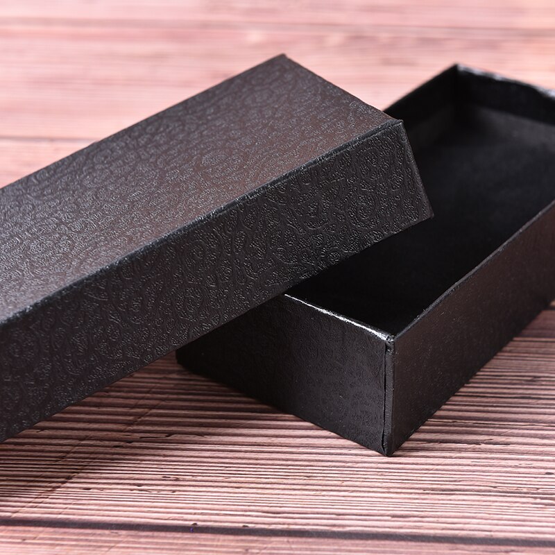 Caja rectangular negra para relojes, caja de de cartón, accesorios de joyería