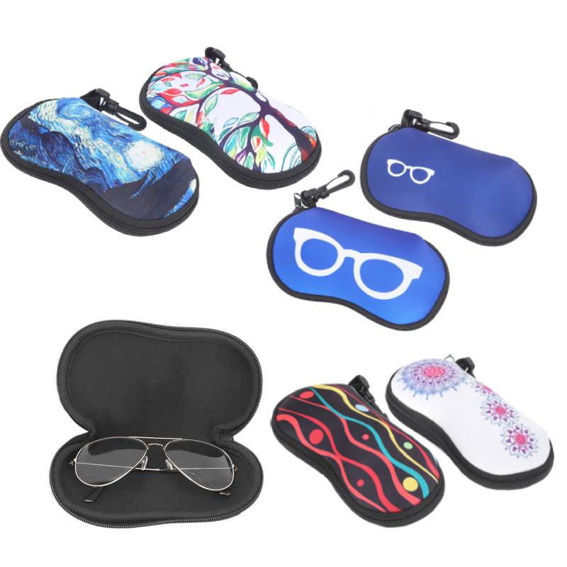 2Pcs Glasses Case Sunglasses Neoprene Protector Eyewear Zipper Box Waterproof Diving Glasses Bag Travel Accessories