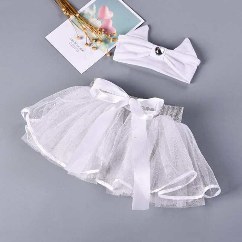 0-2T Fairy white tutu skirt European and American children sequin tutu girls gauze skirt Party wear tutu with matching headband