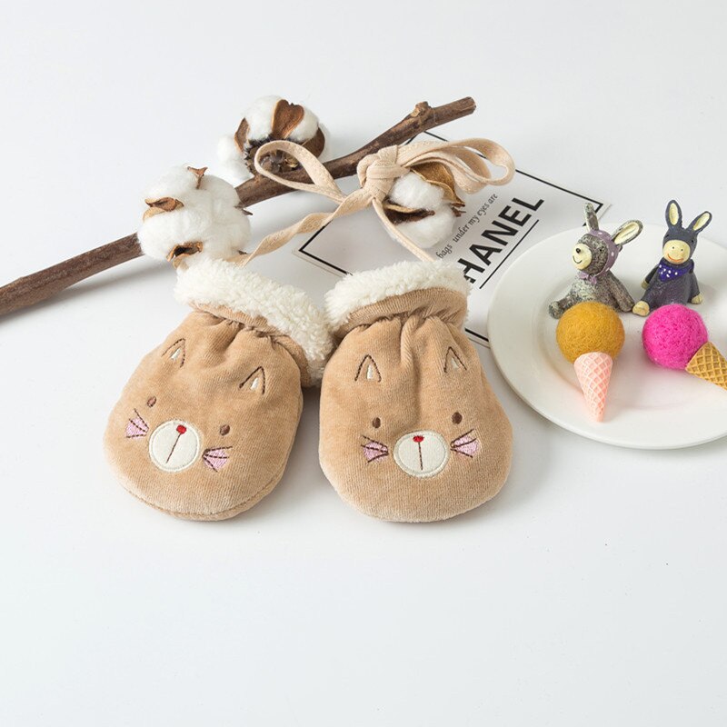 Kinderen Mittens Winter Warm Plus Fleece Verdikking Handschoenen Voor 1-3 Jaar Oude Kinderen Opknoping Nek Wollen Handschoenen met String: Oranje