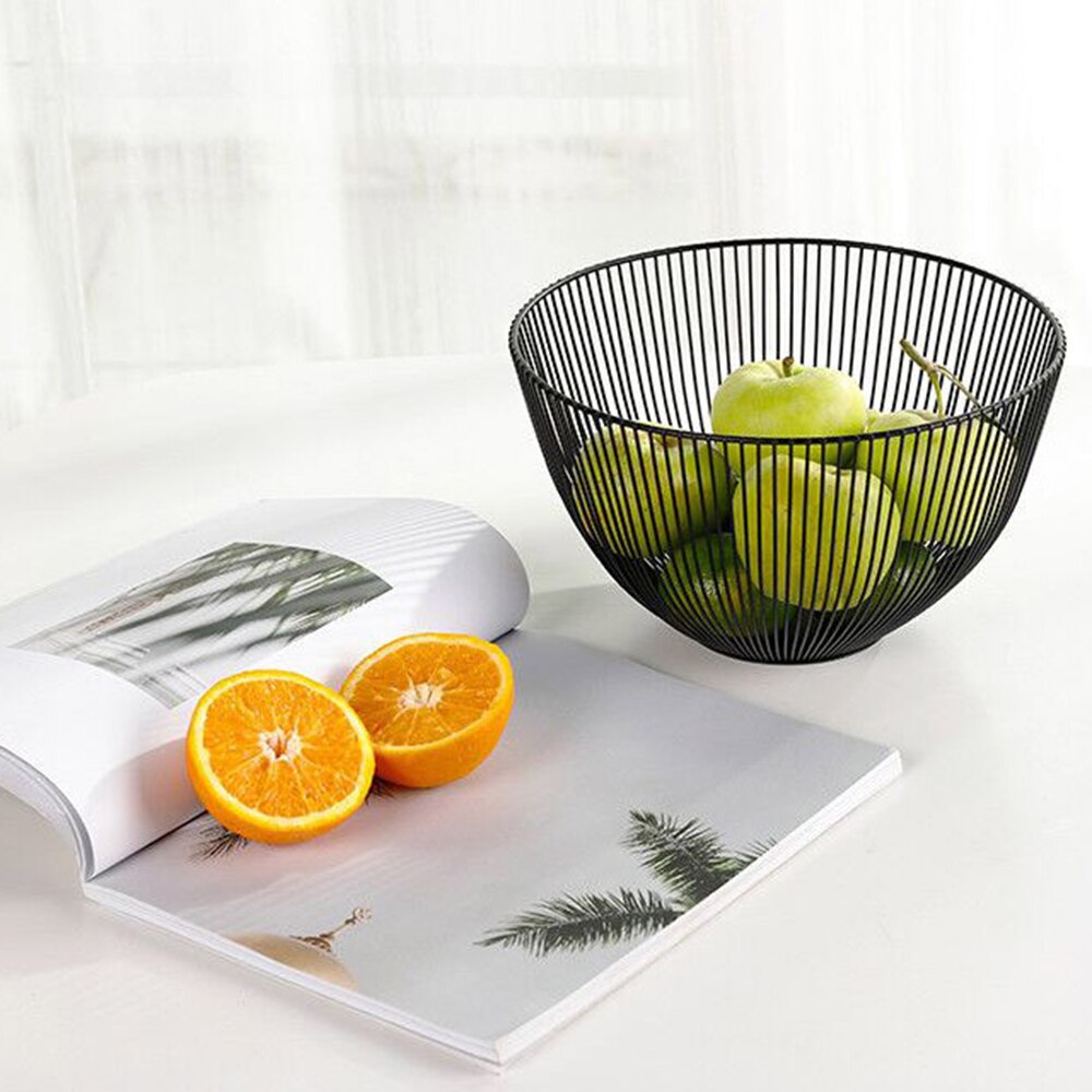 Nordic Fruit Basket Wrought Iron Modern Kitchen Storage Drain Basket Home Living Room Snack Fruit Bowl