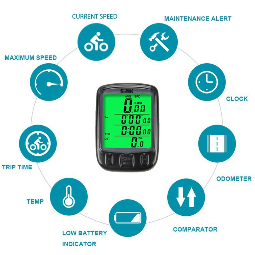 SD-546C bicycle code Stopwatch ABS Odometer Sports chronograph Electronic stopwatch Backlight function Running Cycling