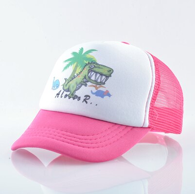 Bonés de beisebol de malha crianças adorável dos desenhos animados dinossauro snapback chapéus para o bebê meninos e meninas ao ar livre crianças respirável sol ossos boné: Pink2