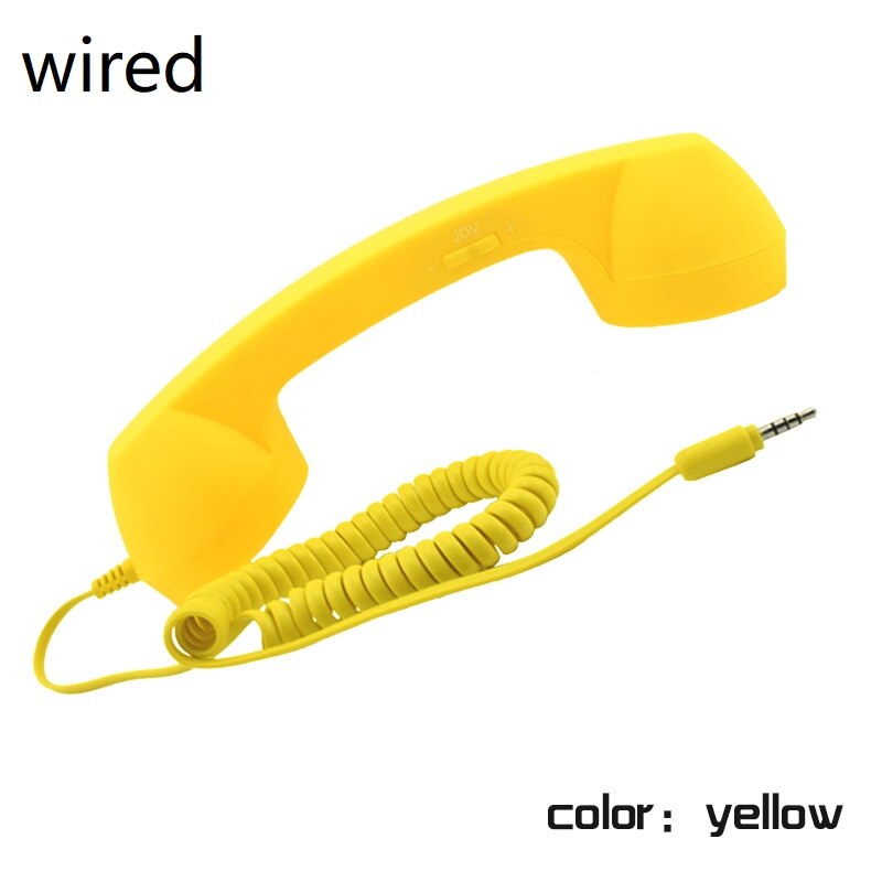 Wireless Retro Telefonhörer und Draht Strahlung-beweis Hörer Empfänger Kopfhörer für ein handy mit komfortable anruf: wired yellow