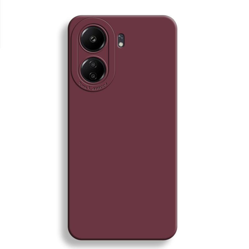 Pour Redmi 13C étui pour Xiaomi Redmi 13 C 13C couverture 6.74 pouces Protection complète d'objectif d'appareil photo pare-chocs antichoc en Silicone liquide: Vin Rouge