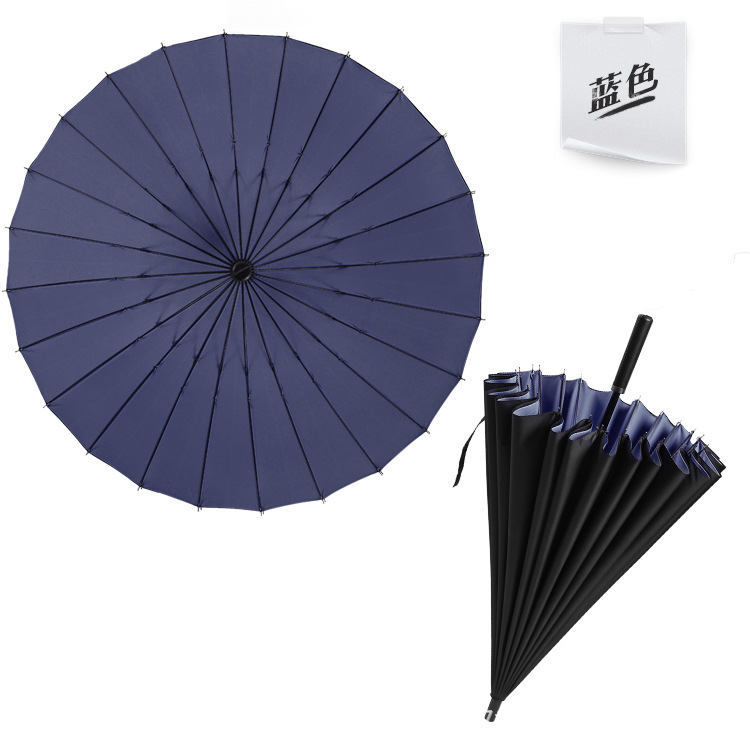 Long Handle Big Golf Umbrella Women Travel Parasol Rain Umbrella Men 24K Strong Double Windproof Glassfiber: navy