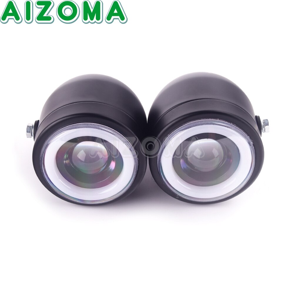 LED Double Dual Lamp Headlight Street Motorcycle Hi/Lo Beam Light W/ Bracket For Harley Touring Softail Dyna Fat Boy FXS FLST