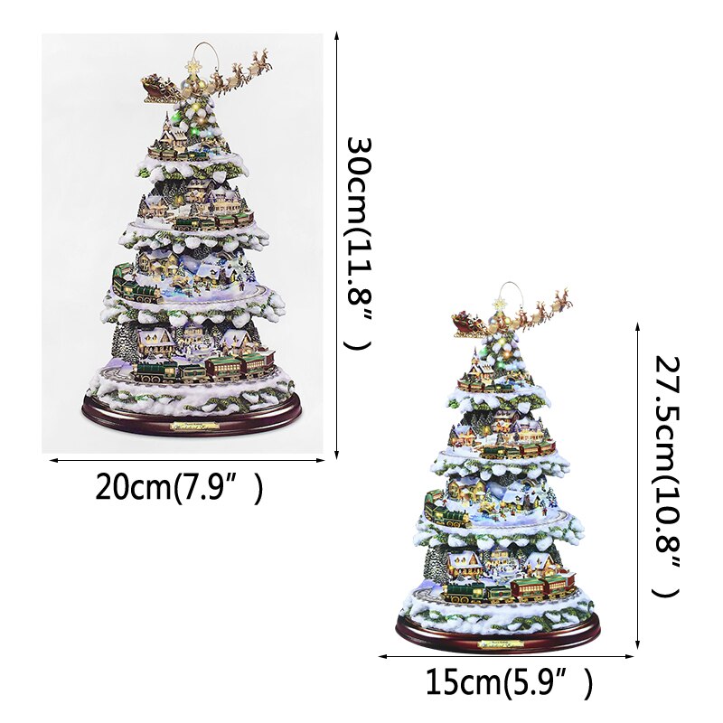 1Pc Christmas Tree Rotating Sculpture Train Decorations DIY Window Paste Stickers Year Home Decals Murals Decoration: B01