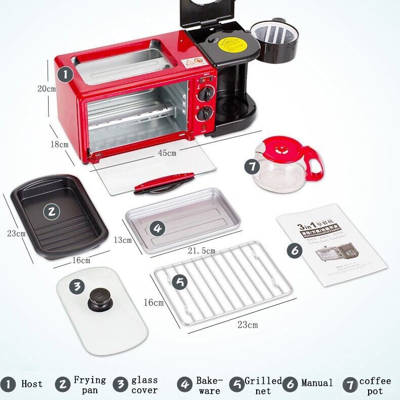 Oven Household Automatic Breakfast Machine 1050w Multifunctional Three-in-one Bread Machine Toaster Timing Small HL-9L-K LP
