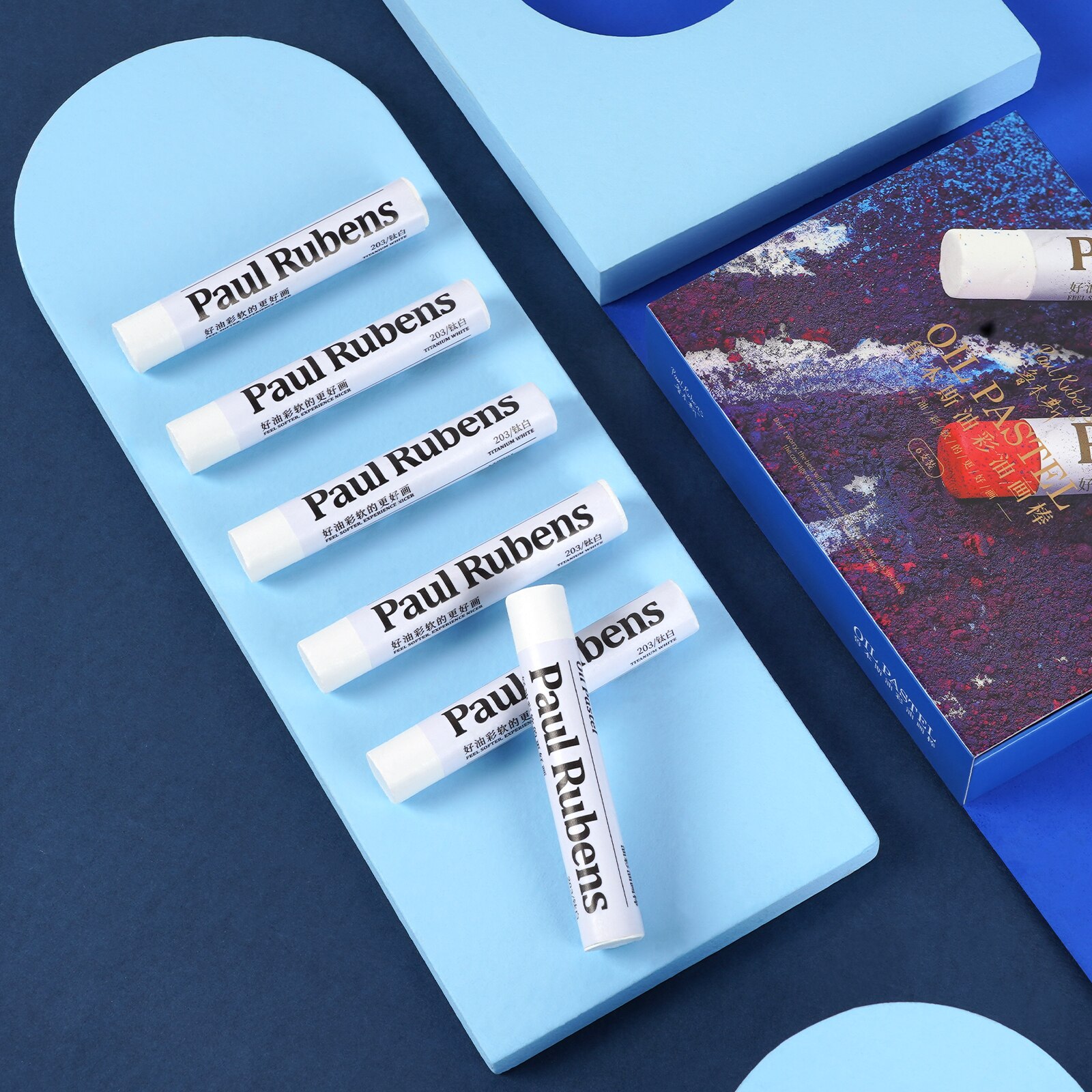 Paul Rubens 6 Pcs Witte Olie Pastel Set, Speciaal Voor Mengen Met Andere Kleur Olie Pastels, geschikt Voor Schilderen Wolken En Golf