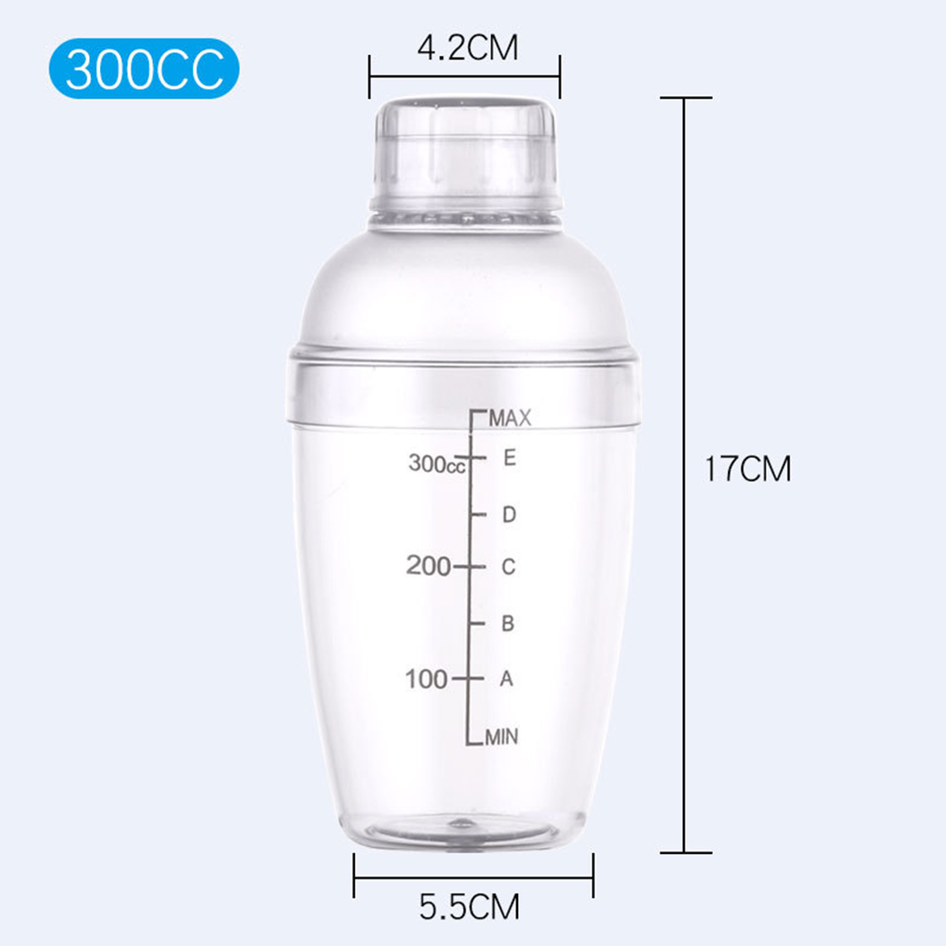 350ml/500ml/700ml/1000ml Wine Shaker Plastic Leak-Proof Cocktail Shaker Bar Shaker Cocktail Shaker Cup With Measurement: 300ml