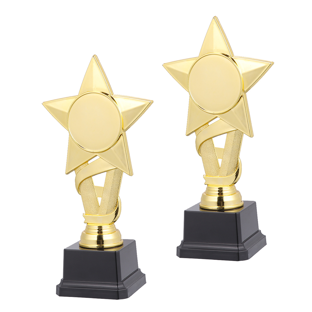 2Pcs Plastic Trophy Achievement Award Golden Decorative Award for Students