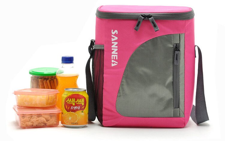 brand cooler bag insulated cool shoulder bags picnic ice pack thermo lunch box food milk fresh insulation bag: Pink