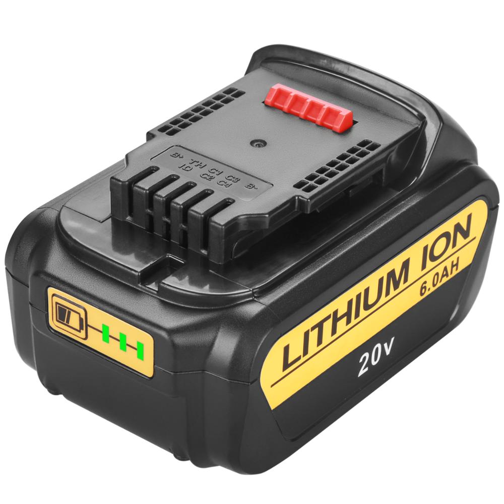 Dcb 200 20v 6ah udskifteligt li-ion batteri kompatibelt med dewalt 18 volt max xr elværktøj lithium batterier: 1 stk batteri