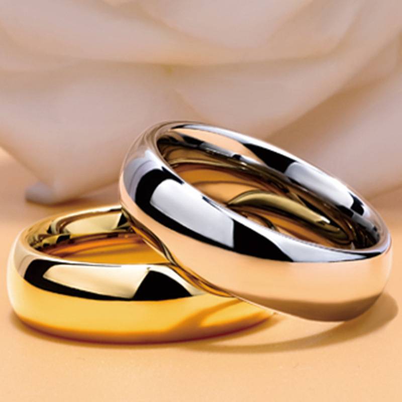 JUCHAO-anillos de acero inoxidable lisos para mujeres y hombres, joyería de compromiso de boda, oro Simple, 6MM