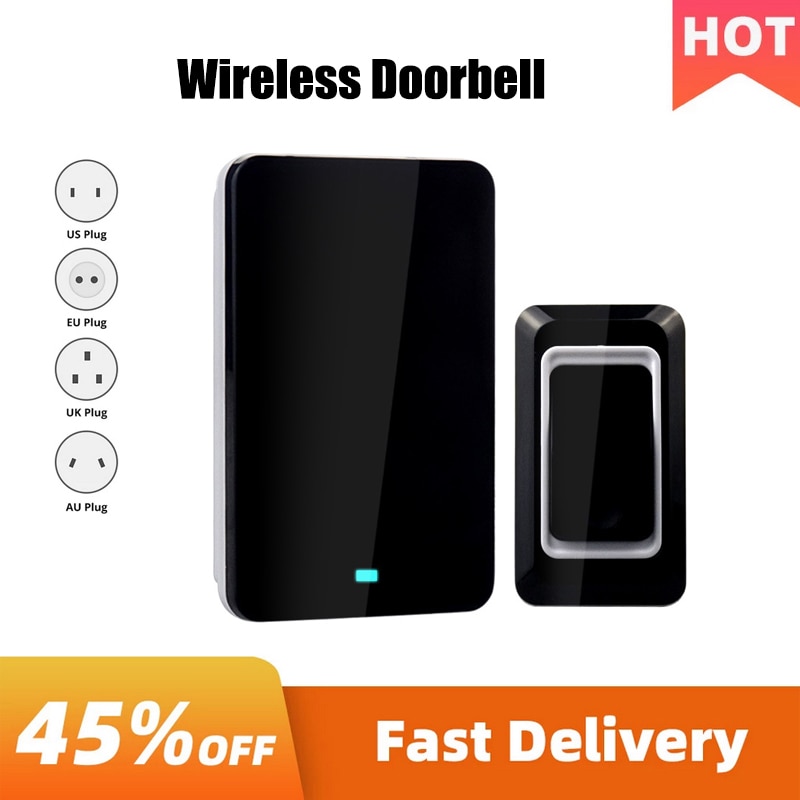 Wireless Smart Home Doorbell 4 Plugs Waterproof Electircal Chime Inteligente Ringbell Remote Control Elderly Pager Door Bell