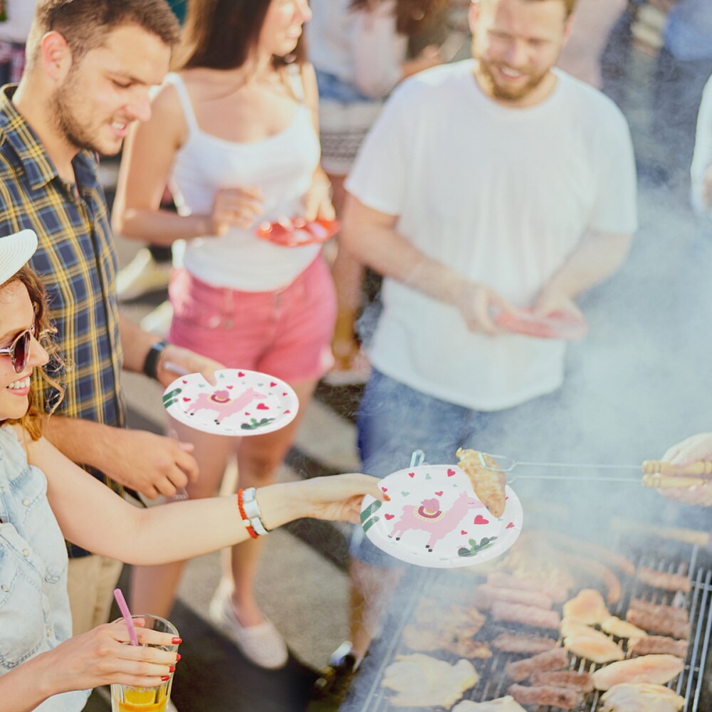 20pcs Party Disposable Paper Tableware Set Party Table Supplies for Food (White)