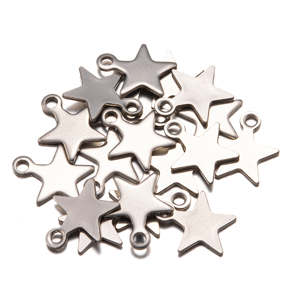 Dijes de estrella de acero inoxidable para pulseras hechas a mano DIY, pendientes, materiales de fabricación de joyas, suministros, piezas decorativas, 20 unidades por lote: Gris