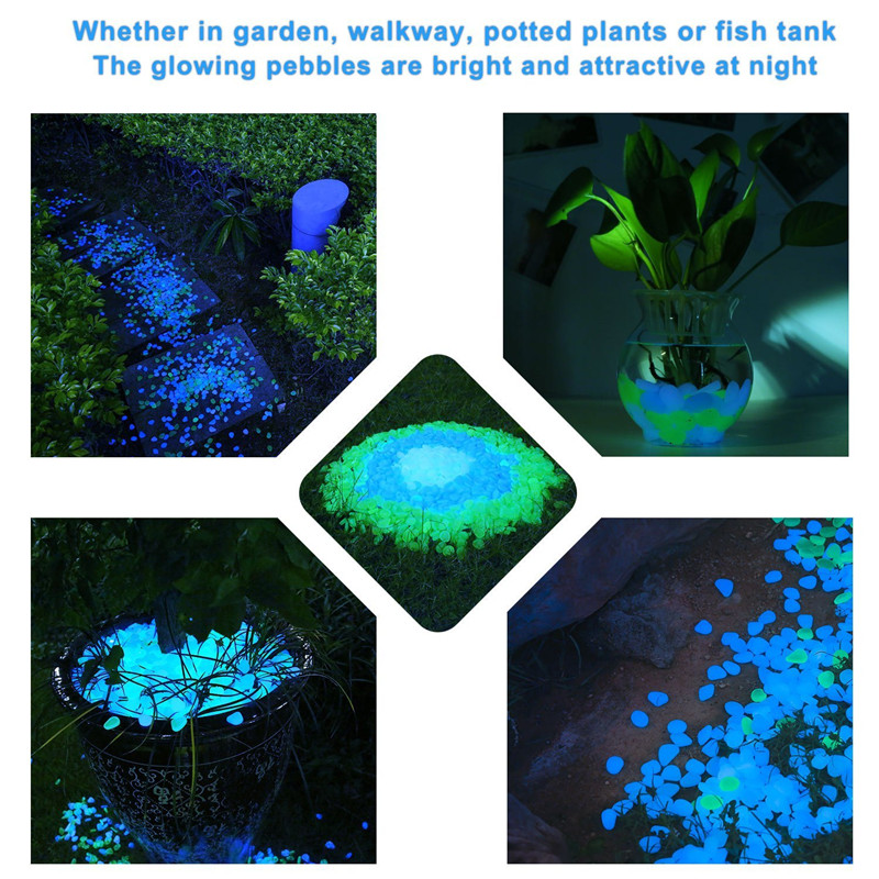 100 Stks/partij Tuin Steen Glow In The Dark Lichtgevende Pebbles Rocks Voor Loopbruggen Aquarium Decoraties