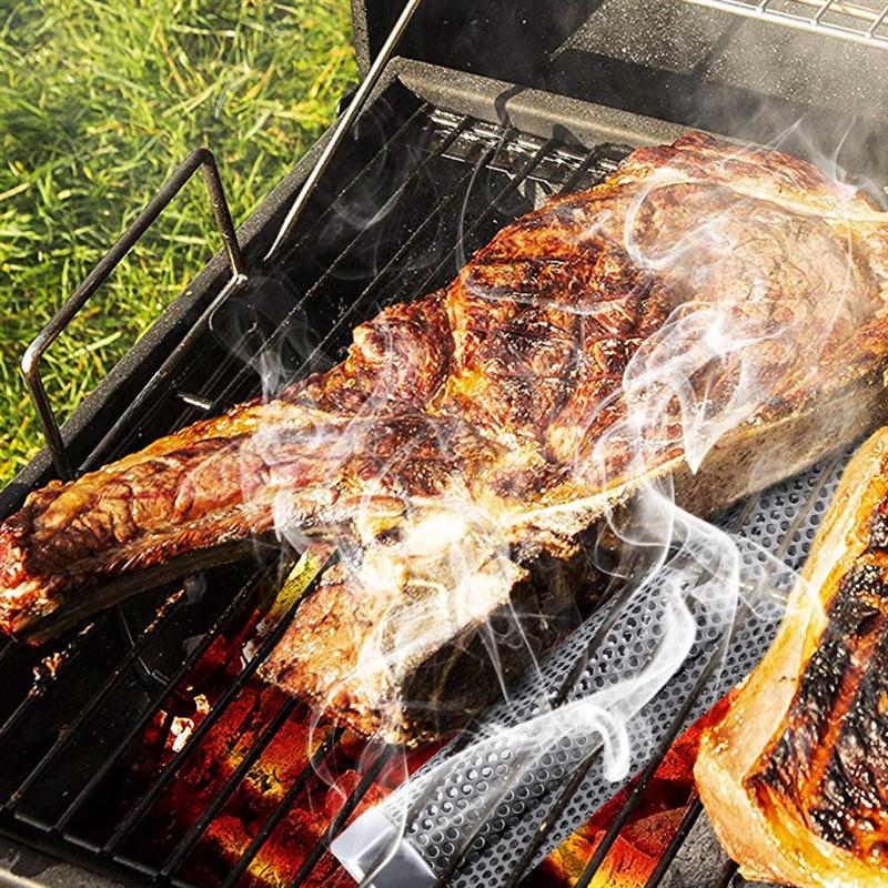 1pc Pellet Smoker Tube Stainless Steel Perforated BBQ Smoke Generator Smoke Box