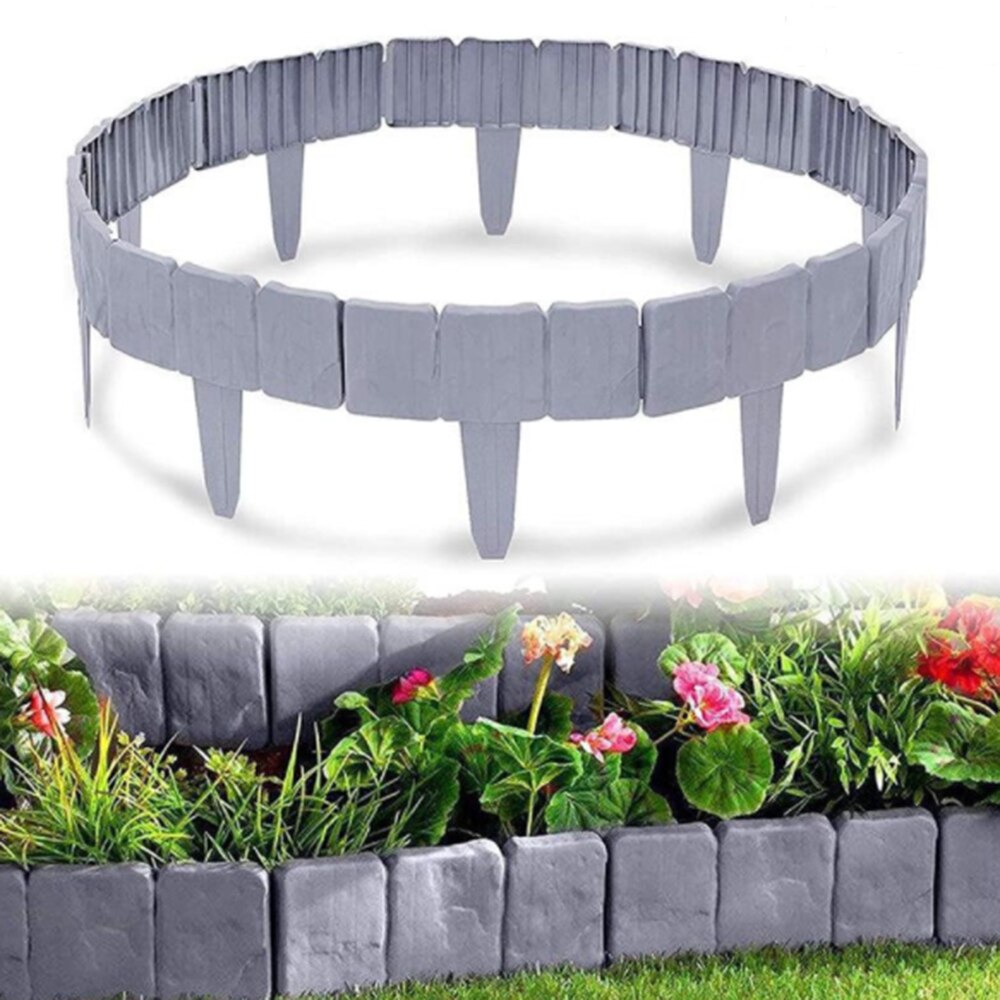 5/10PCS Plastic Landscape Gray Garden Border Edging Plastic Fence Path Lawn Yard Flower Bed Outdoor Grounding Fence