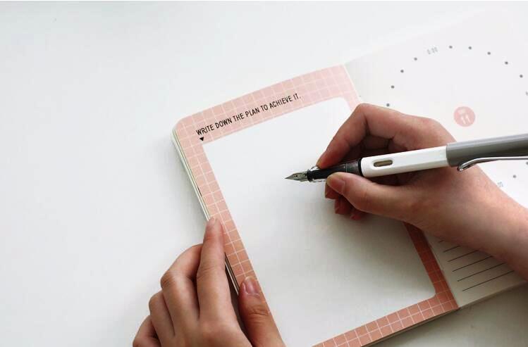 Cuadrícula mundial de 100 días, Agenda de estudio, cuaderno, papel de cuadrícula con organizador diario, diario, papelería,