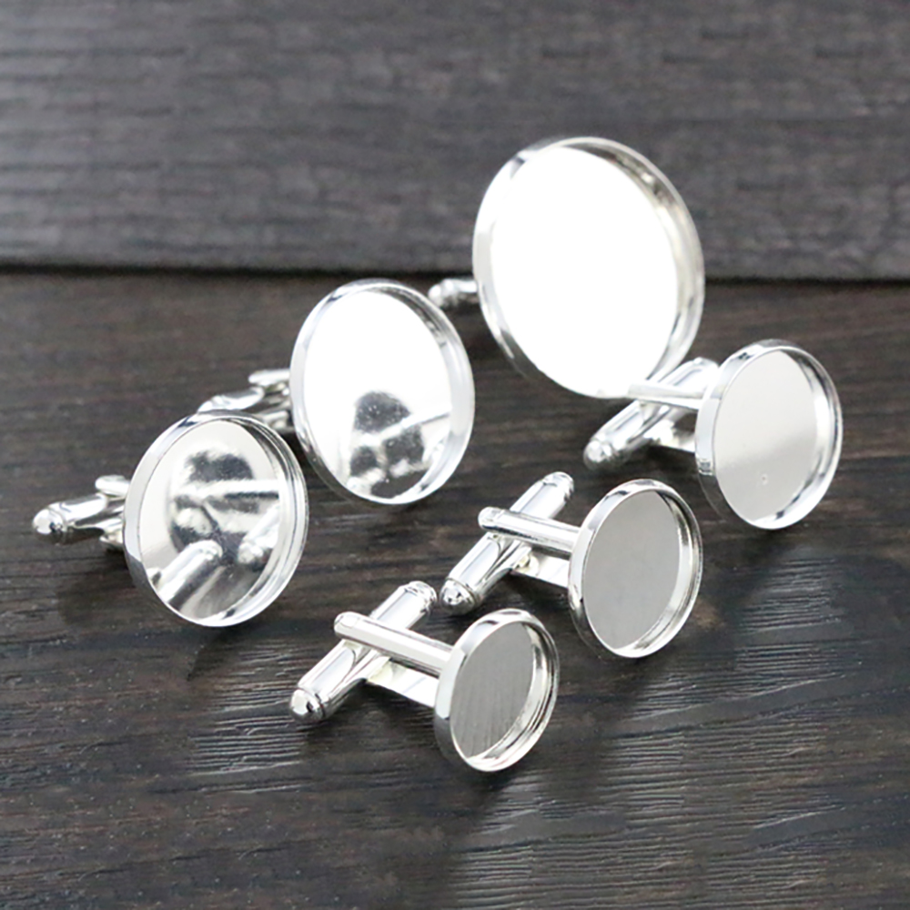 10 sztuk/partia 10mm 12mm,14mm,16mm,18mm,20mm, 6 kolory Plated miedzi spinki baza spinki do mankietów Link ustawienia Cabochon Cameo baza: 18mm / Silver