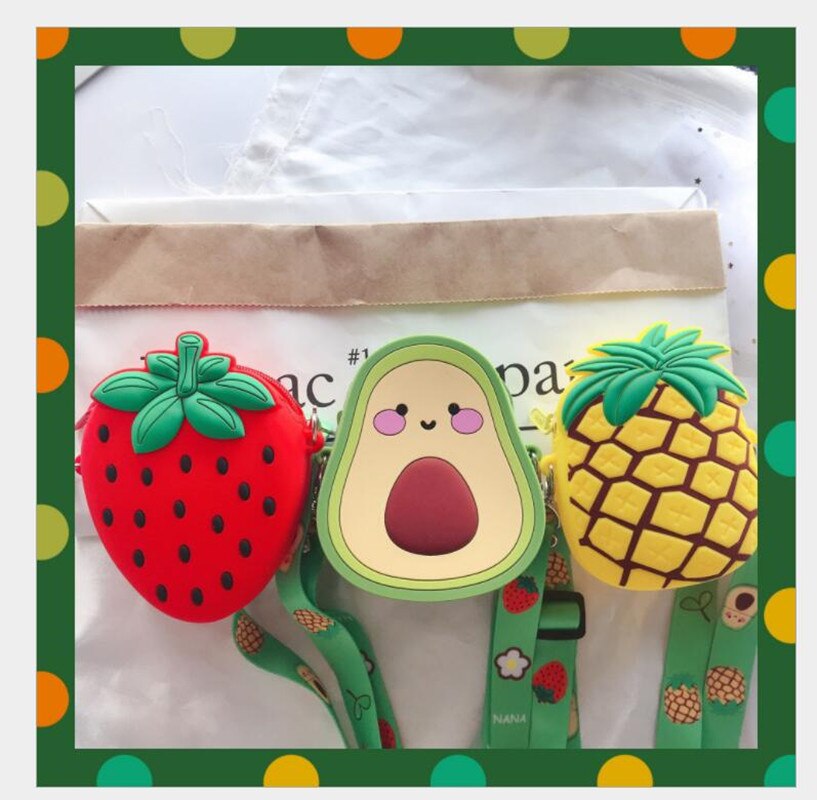 Saco de tamanho médio bonito com inclinação span abacate zero bolsa silicone abacaxi morango silicone ajustável inclinação span bag
