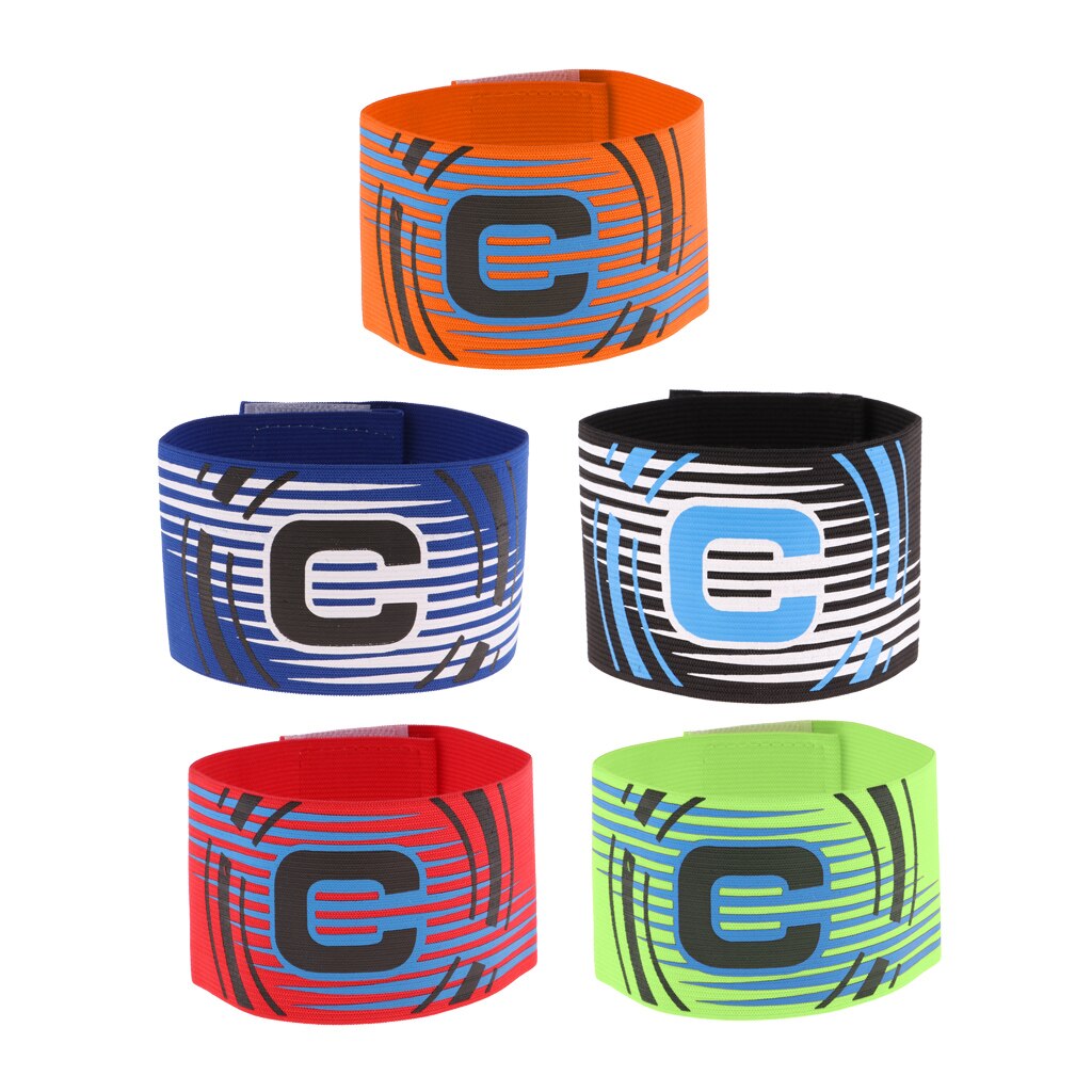 5 Pieces Football Soccer Captain Armband, Elastic Captains Armband for Adult Youth One Size, Stripe