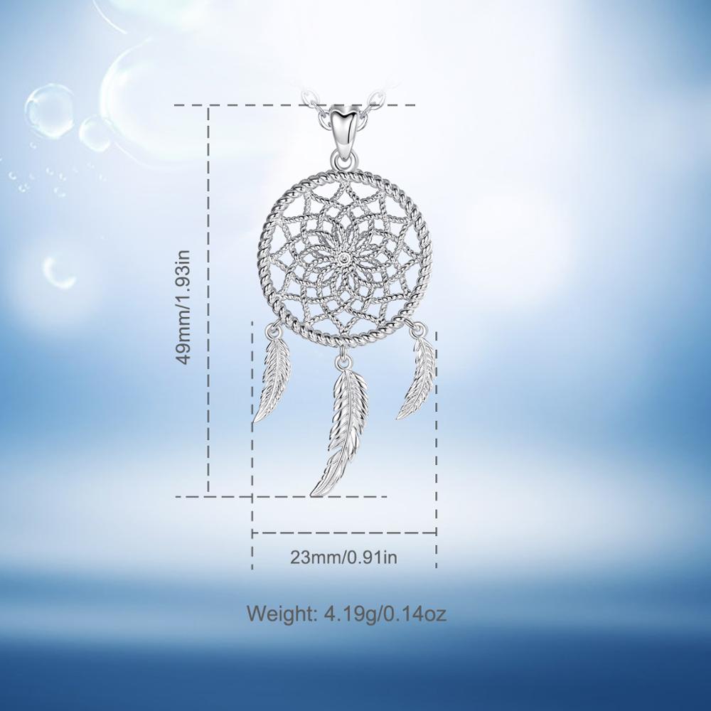 EUDORA Sterling Silver Dream Catcher Ketting met Clear Zirconia en 3 veren boho dreamcatcher sieraden voor Vrouwen D422