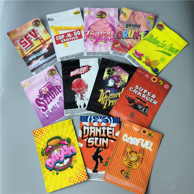 50 unids/lote olor prueba Mylar Ziplock bolsa de bolsas grueso 3,5g bolsas Runtz bolsas