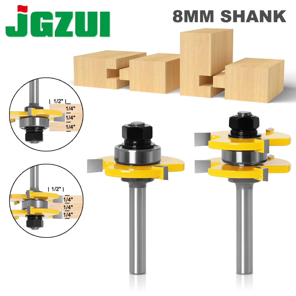 2 pc 8mm tige langue et rainure Joint ensemble routeur jeu de forets 3/4 "Stock bois outil de coupe-RCT