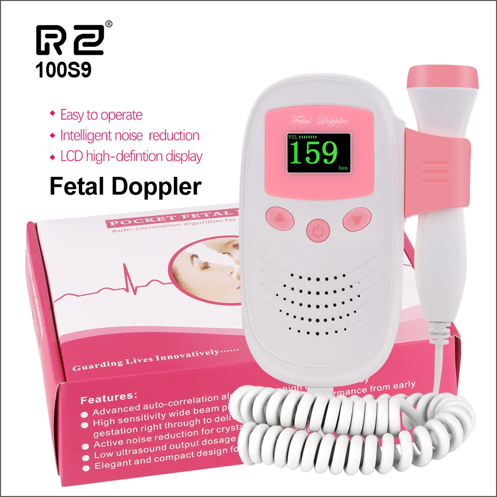 Rz digital føtal doppler ultralyd lyd baby hjerteslag detektor monitor led digital prænatal lomme føtal doppler stetoskop