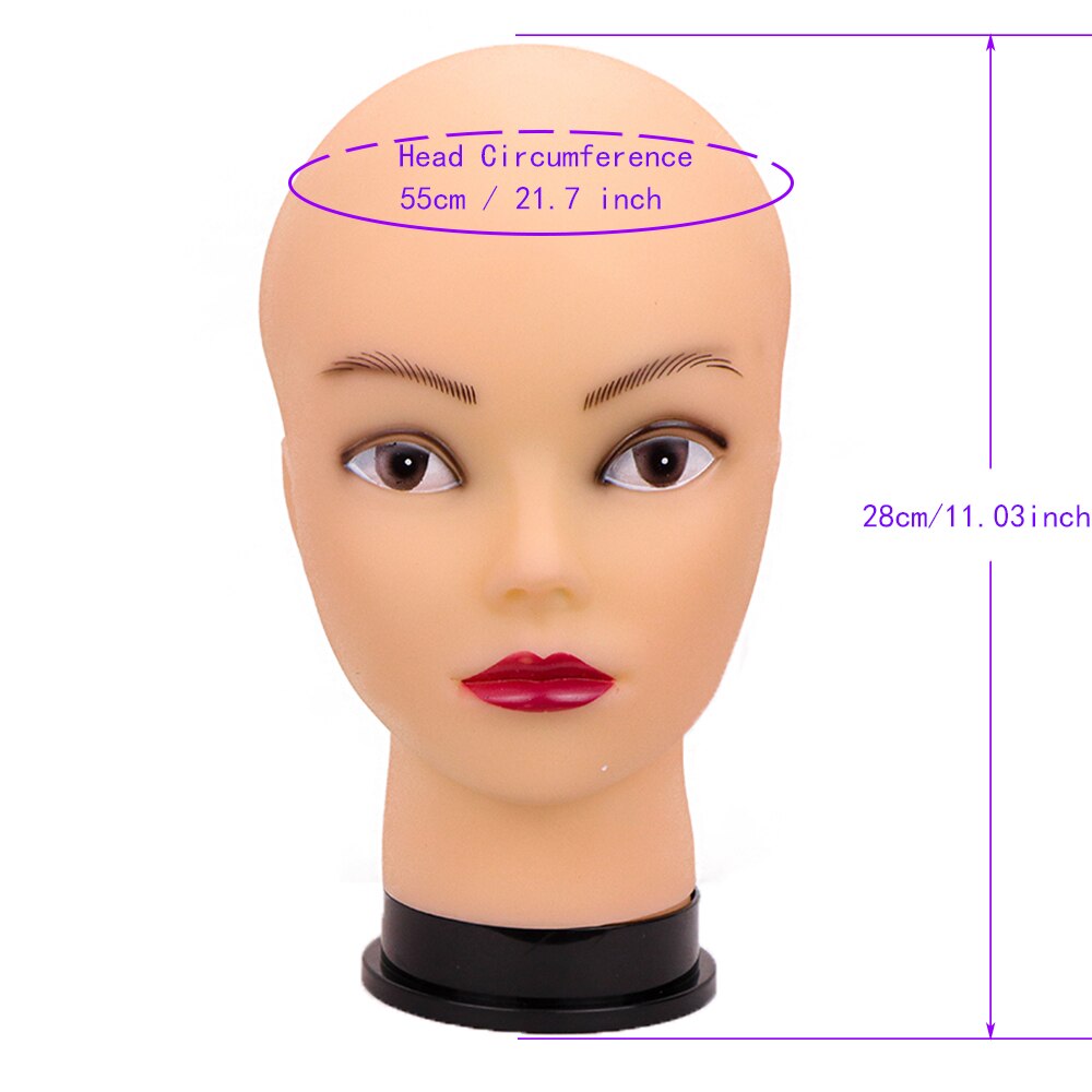 Cabeza de maniquí calvo con hombro, cabeza de maniquí femenino para peluca, sombrero, exhibición de cosmetología, cabeza de maniquí para práctica de maquillaje: Head E